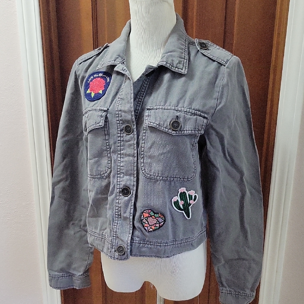 Mossimo Gray Jacket With Patches - image 1